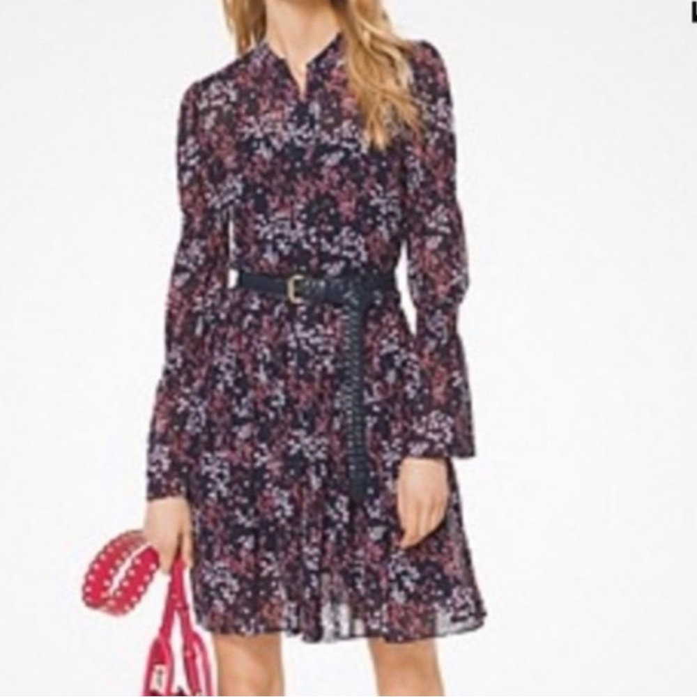 Michael Kors Floral Georgette Shirt Dress